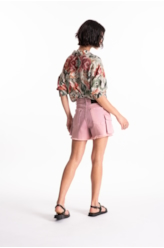 Short Vintage Denim Color Cargo Rosa Velho