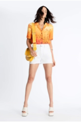 Short Vintage Denim Color Cinto Branco