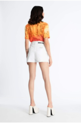 Short Vintage Denim Color Cinto Branco