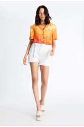 Short Vintage Denim Color Cinto Branco