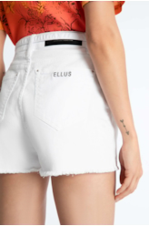 Short Vintage Denim Color Cinto Branco