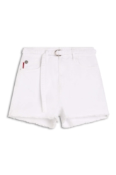 Short Vintage Denim Color Cinto Branco