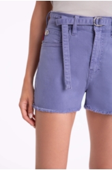 Short Vintage Denim Color Cinto Lilas