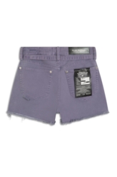 Short Vintage Denim Color Cinto Lilas