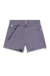 Short Vintage Denim Color Cinto Lilas
