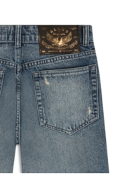 Short Vintage Denim Urban Western Médio C/ Puídos e Matriz