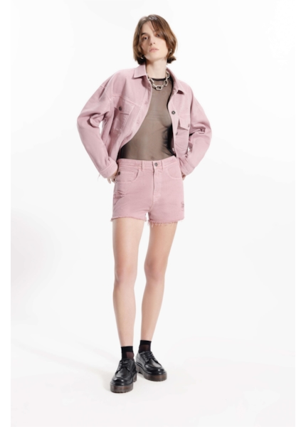 Short White Denim Boyish Rosa Velho