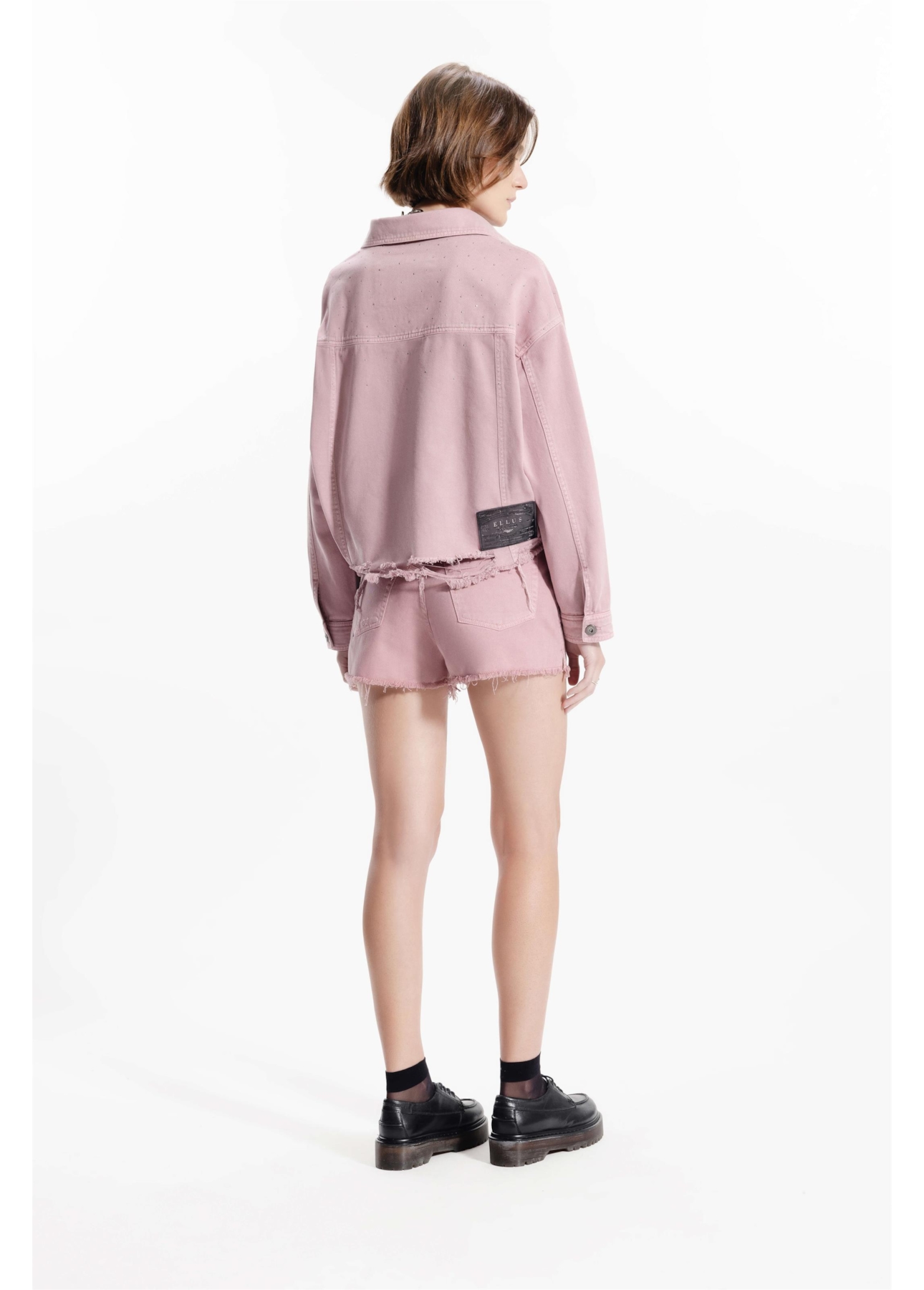 Short White Denim Boyish Rosa Velho