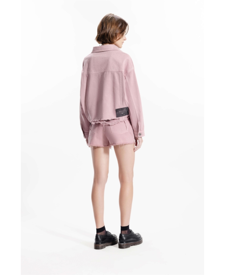 Short White Denim Boyish Rosa Velho