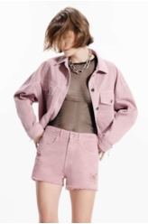 Short White Denim Boyish Rosa Velho