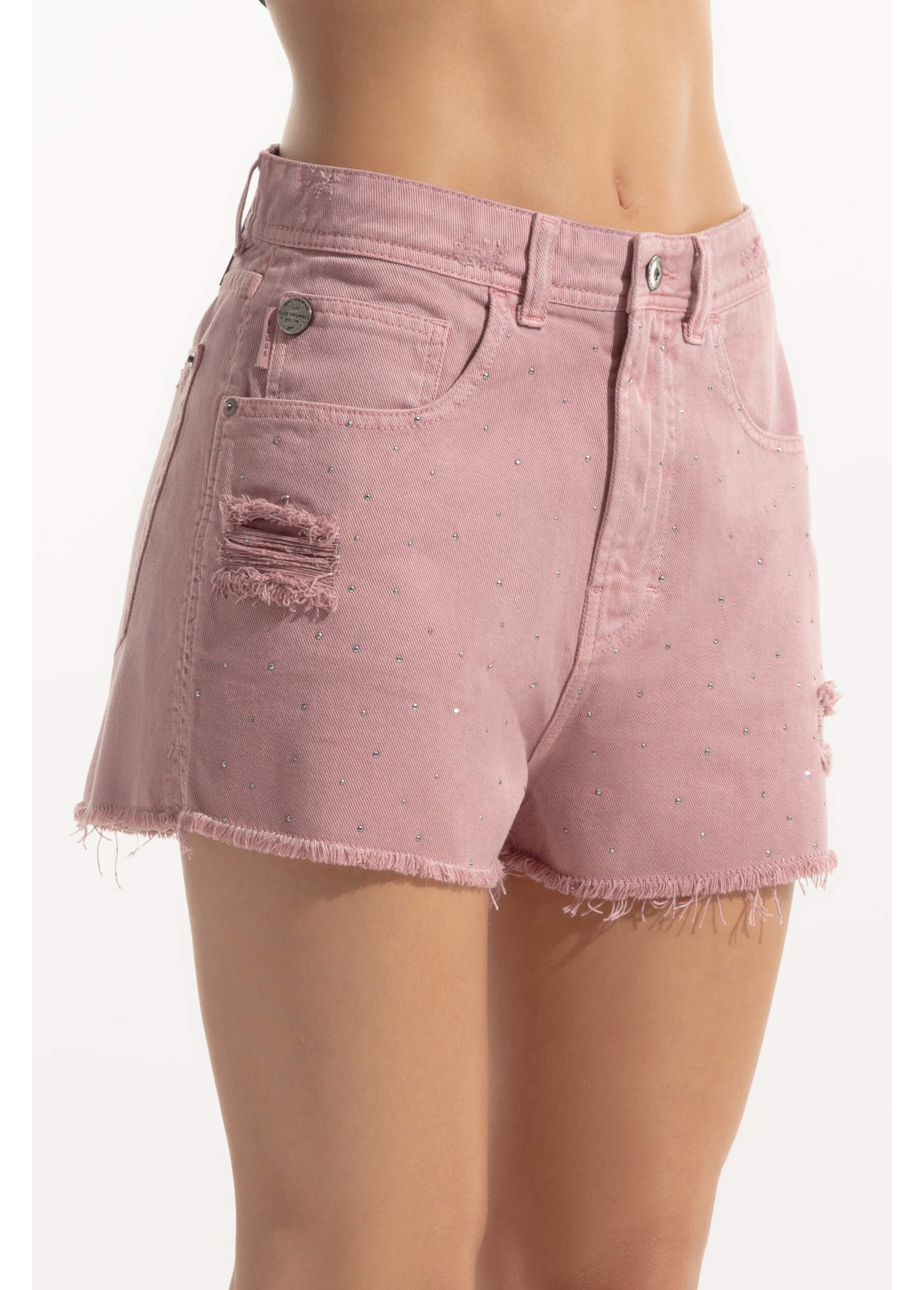 Short White Denim Boyish Rosa Velho