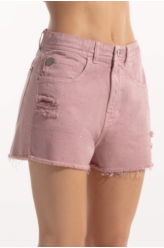 Short White Denim Boyish Rosa Velho