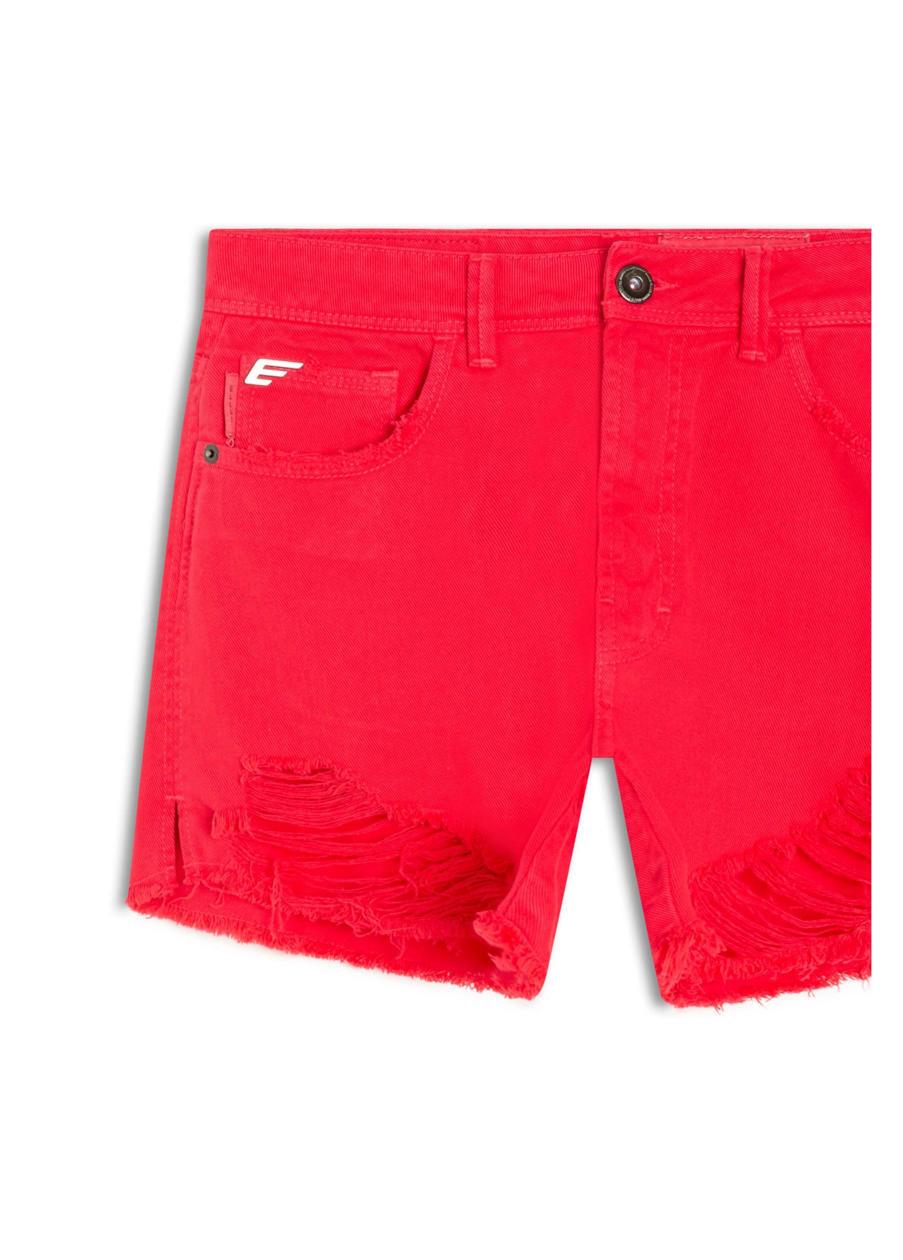 Short White Denim Destroyed Pink