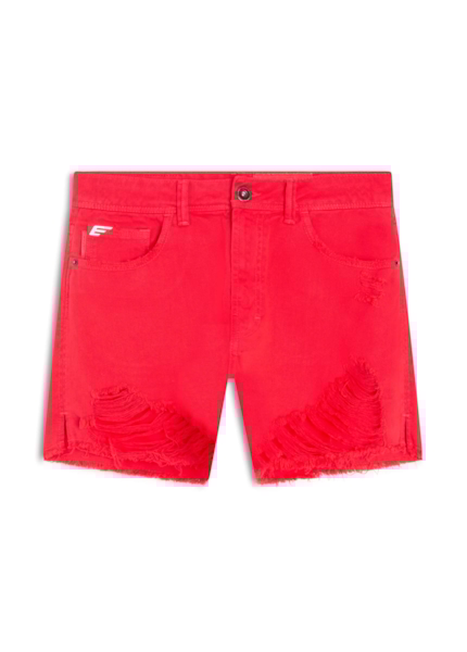 Short White Denim Destroyed Pink