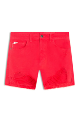 Short White Denim Destroyed Pink