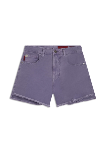 Short White Denim Godê Lilas