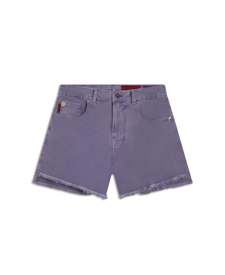 Short White Denim Godê Lilas