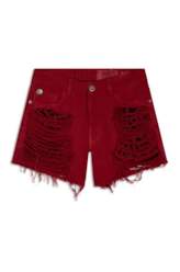 Short White Denim Leopard Cereja