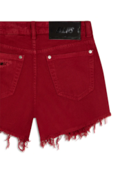 Short White Denim Leopard Cereja