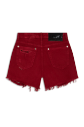 Short White Denim Leopard Cereja