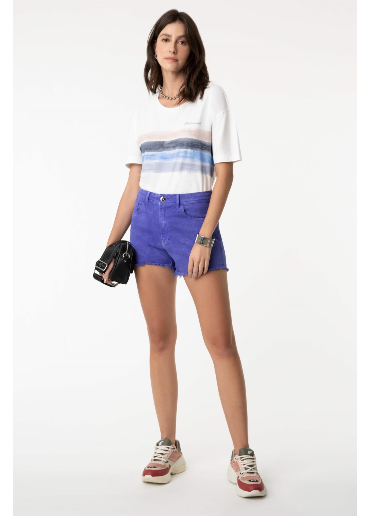 Shorts Color Marble Wash Azul Bic