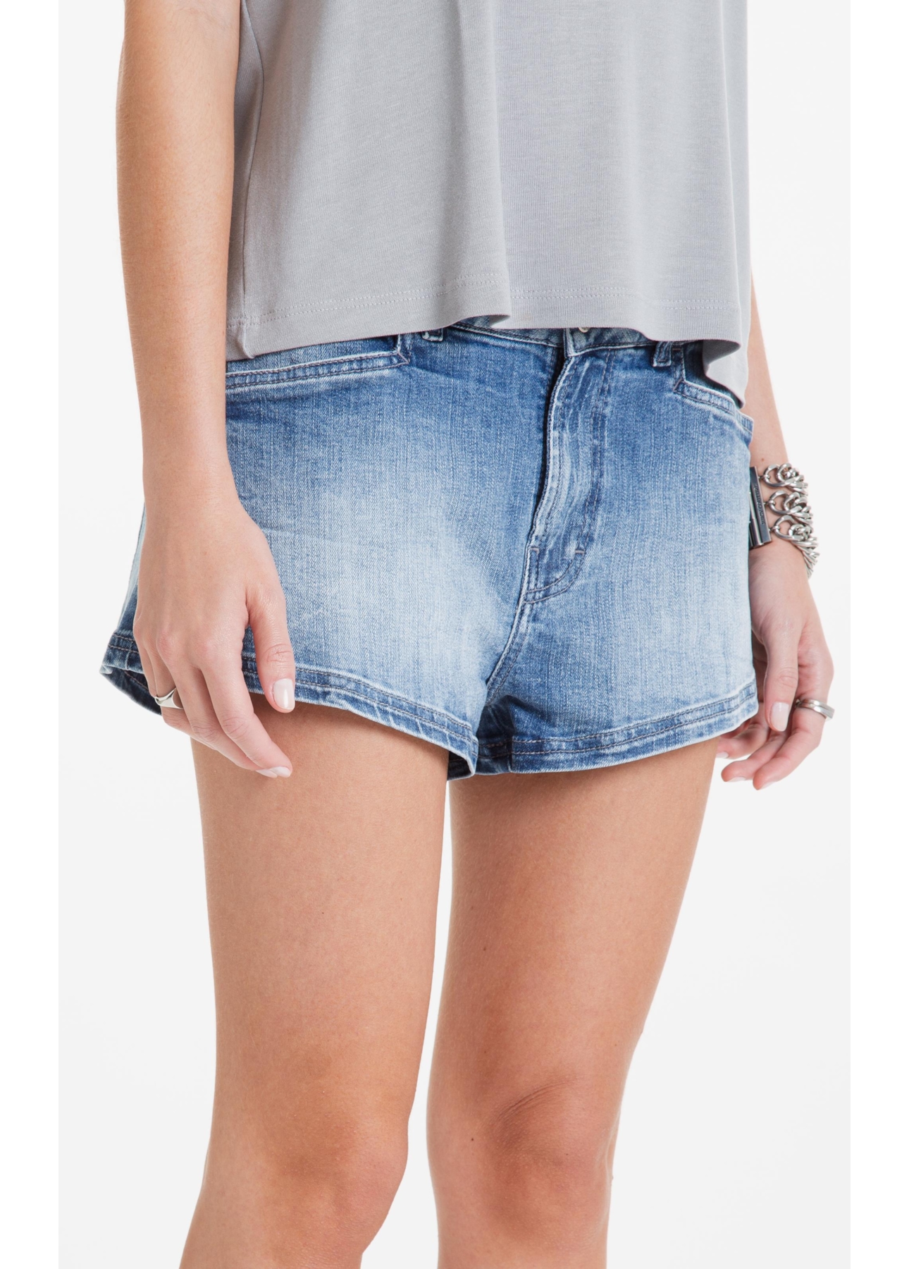 Shorts High Comfort Stretch Mini Claro C/ Rede