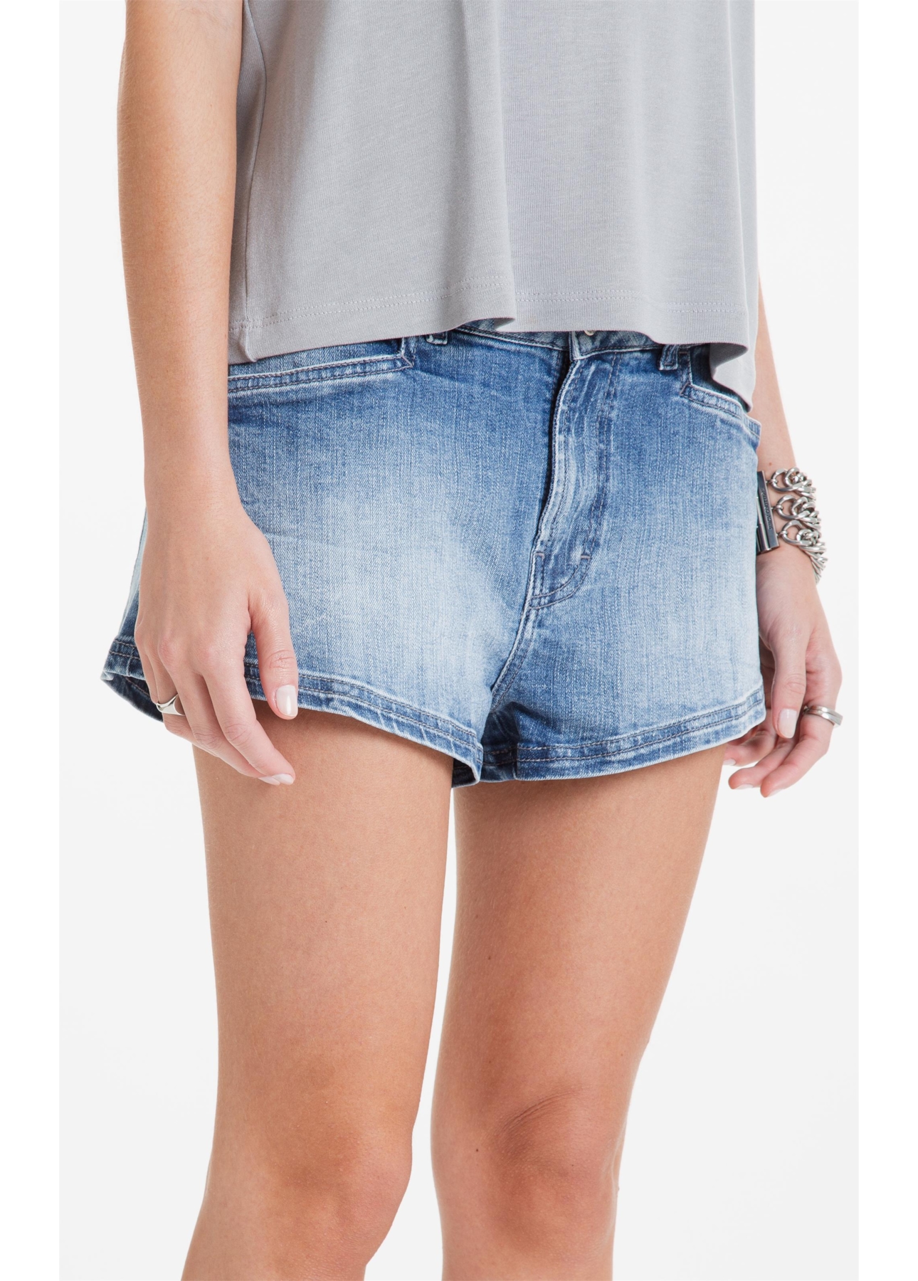 Shorts High Comfort Stretch Mini Claro C/ Rede