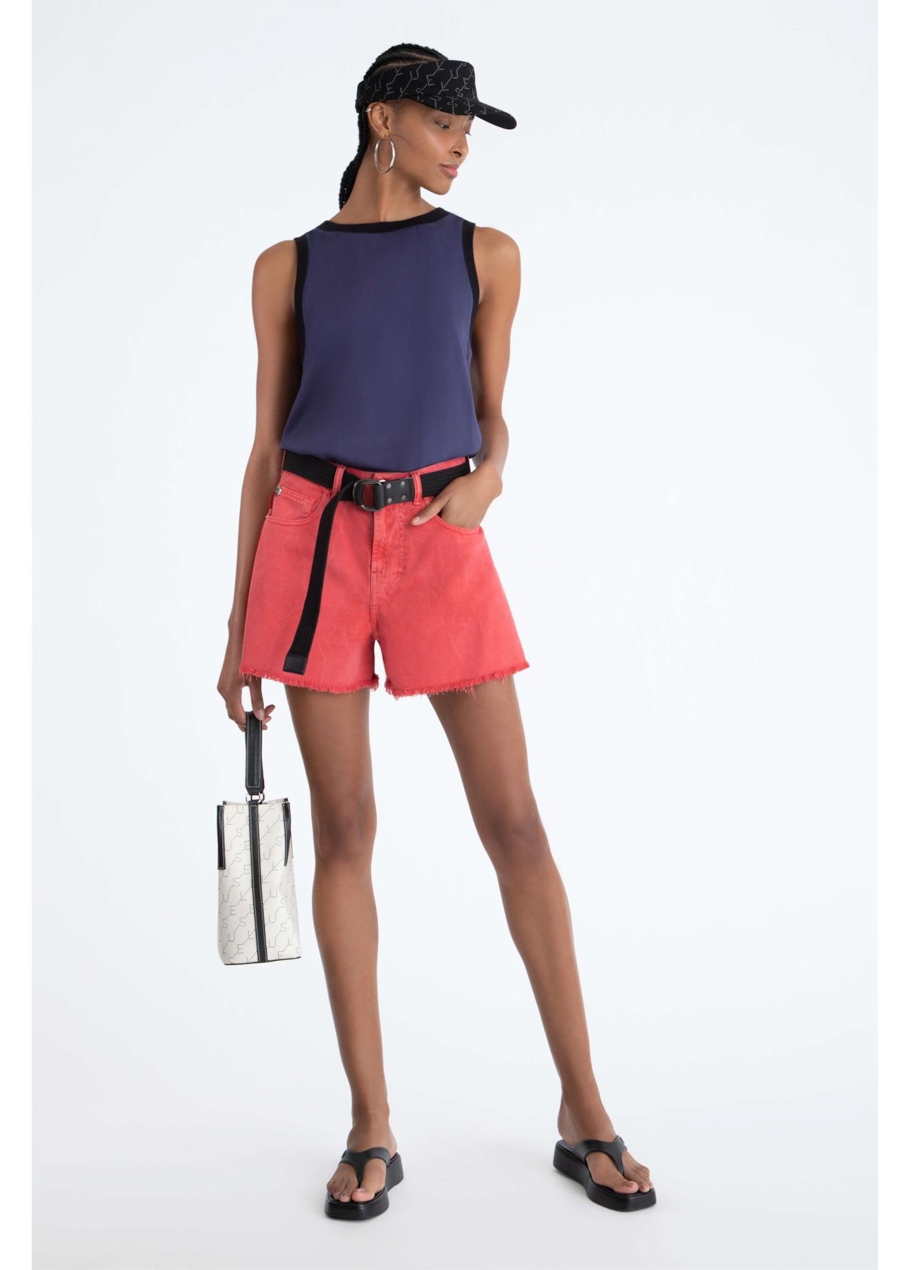 Shorts White Denim Cereja