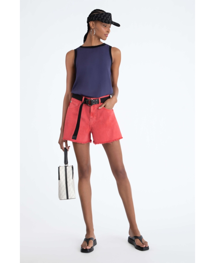 Shorts White Denim Cereja