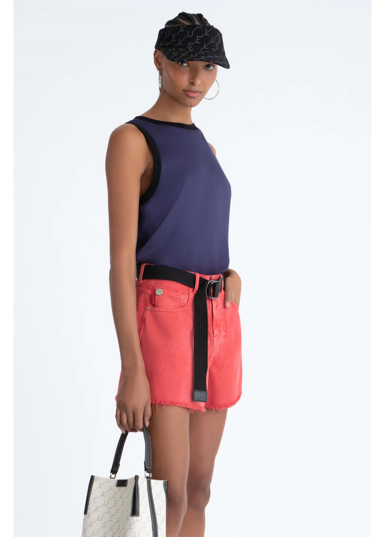 Shorts White Denim Cereja
