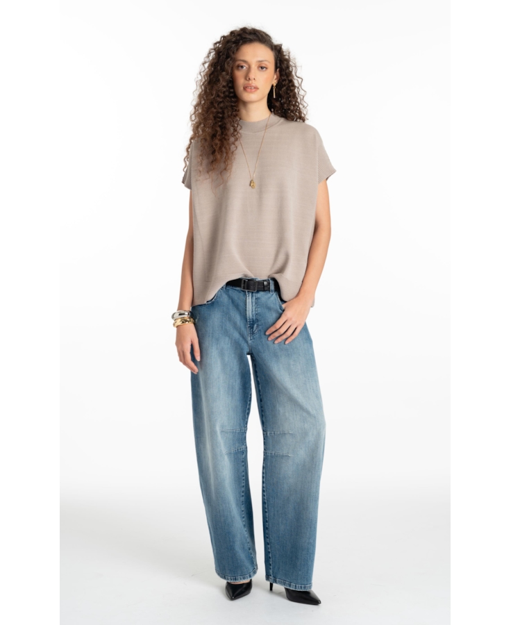 Siena Knit Vest Turtleneck Greige