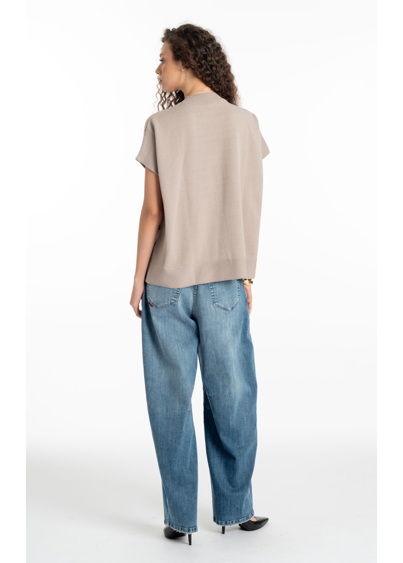 Siena Knit Vest Turtleneck Greige