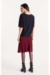 Silky Span Pleated Skirt Bordeaux