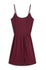 Silky Span Pleated Sleevless Dress Bordeaux