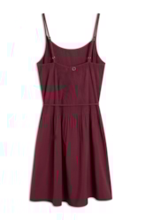 Silky Span Pleated Sleevless Dress Bordeaux