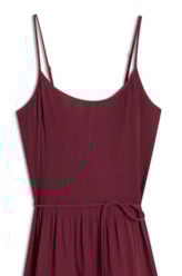 Silky Span Pleated Sleevless Dress Bordeaux