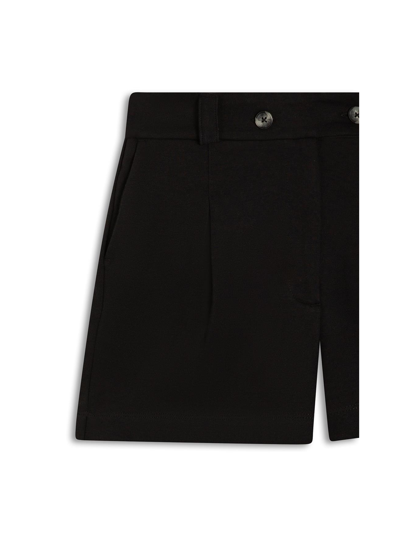 Suedine Double Button Shorts Preto