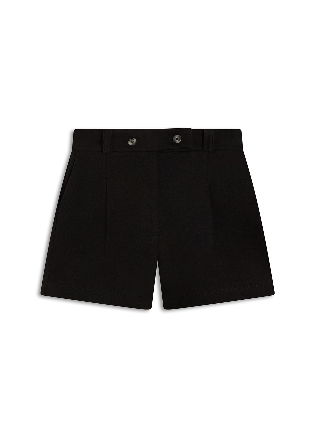 Suedine Double Button Shorts Preto