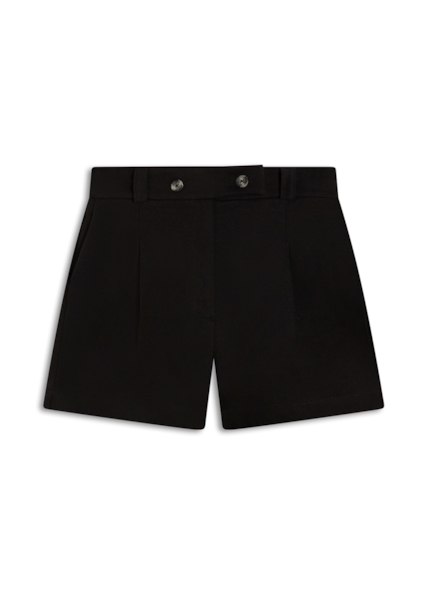 Suedine Double Button Shorts Preto
