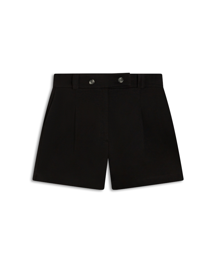 Suedine Double Button Shorts Preto