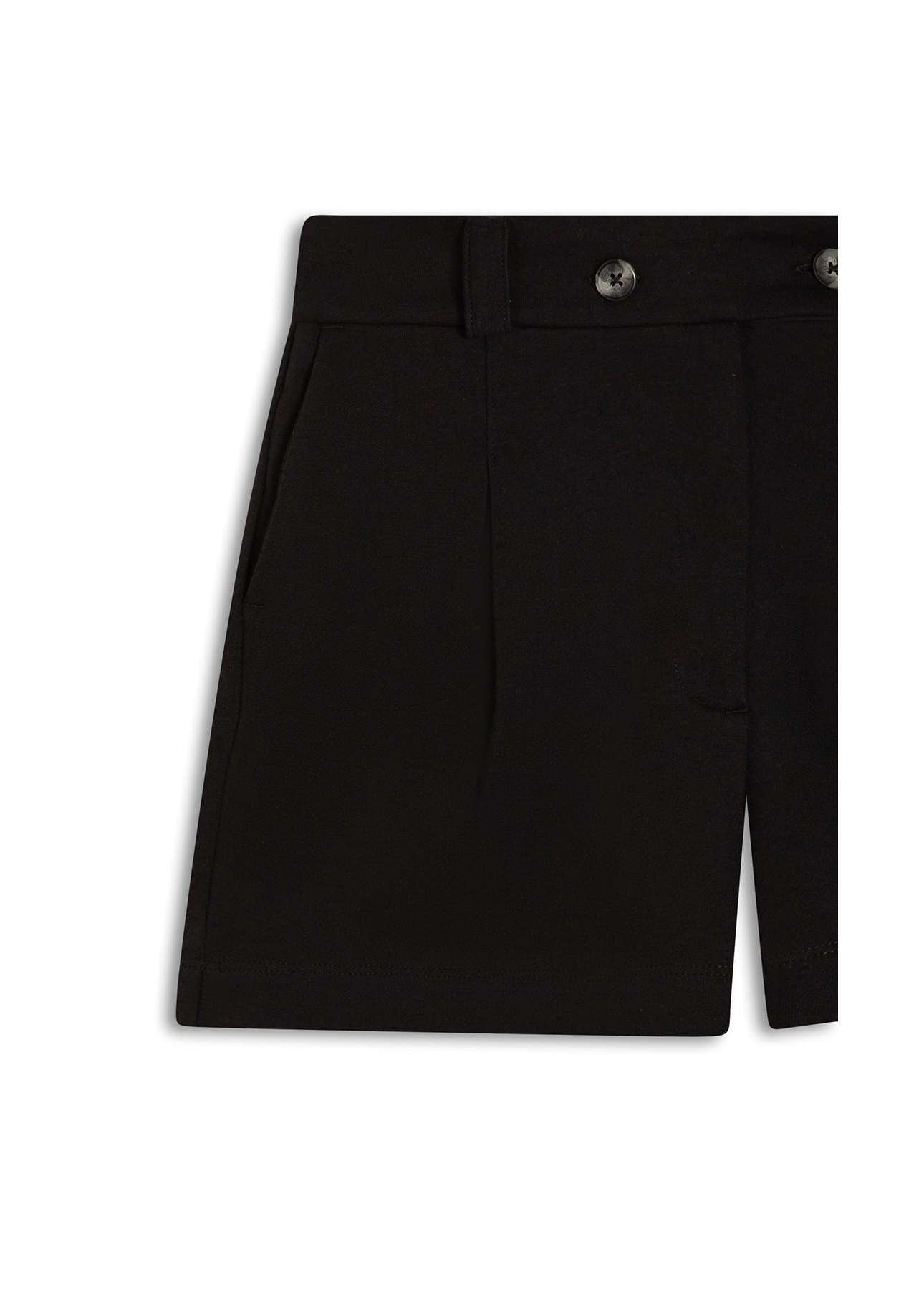 Suedine Double Button Shorts Preto