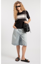 T-Shirt Basic Knit College Preto