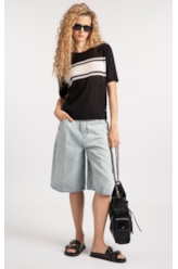 T-Shirt Basic Knit College Preto