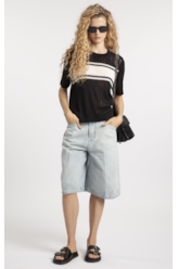T-Shirt Basic Knit College Preto