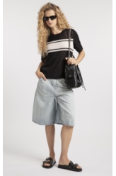 T-Shirt Basic Knit College Preto