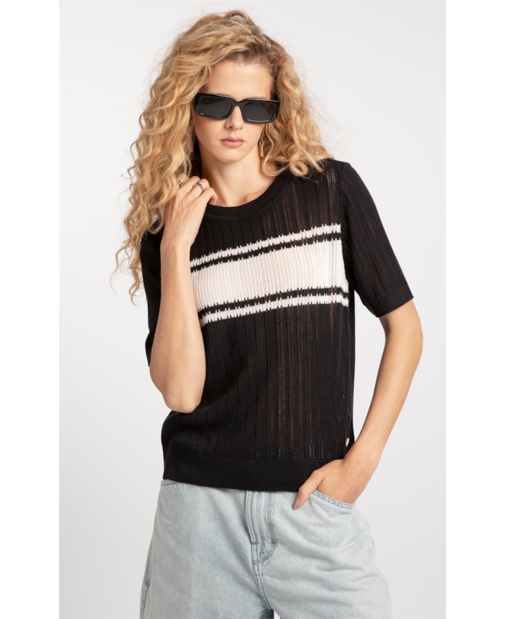 T-Shirt Basic Knit College Preto