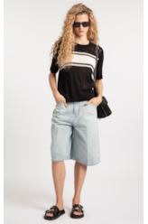 T-Shirt Basic Knit College Preto