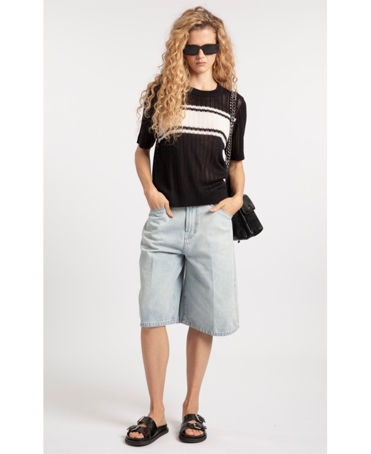 T-Shirt Basic Knit College Preto
