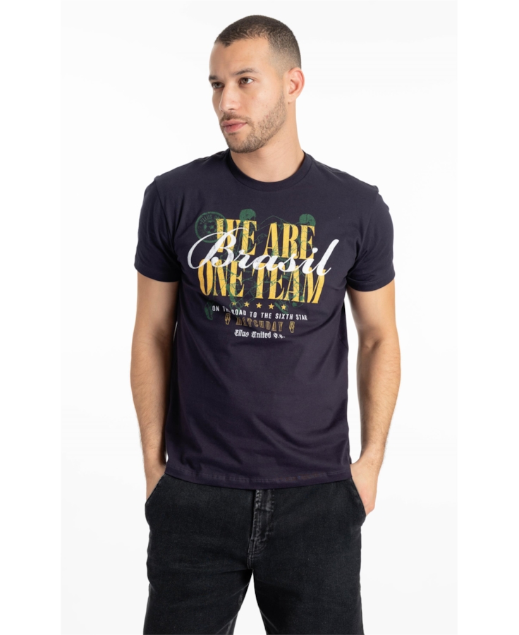 T-Shirt Brasil We Re One Team Dark Navy