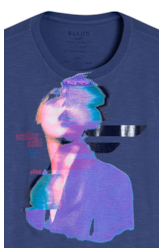 t Shirt Classic Flame Face Azul Jeans